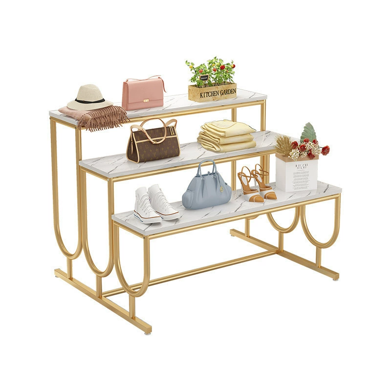 Display rack in the clothing store, high -low shoe shop shoe shelf, ladder -style assembly platform display table