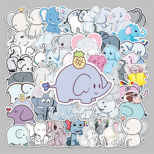 50 pieces of elephant creative trendy waterproof graffiti stickers suitcase scooter computer tablet cartoon decorative stickers