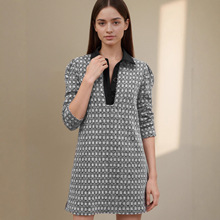 法式气质千鸟格针织连衣裙子秋冬欧美外贸跨境女装时尚衬衫型裙子