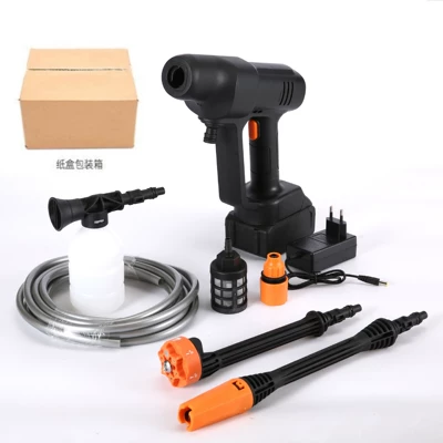 High pressure car wash water gun pressure car household washing machine lithium - carton-10-batteries-6-in-1-nozzle-long-high-pressure-rod-nozzle-suit
