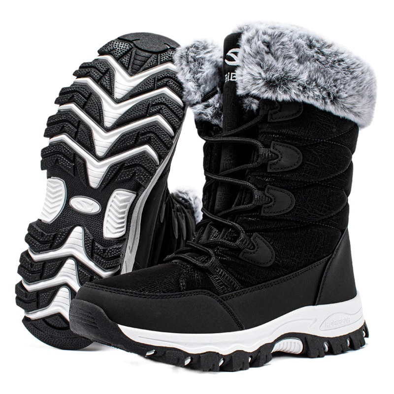 HOBIBEAR invierno botas de nieve para adultos botas de algodón de felpa para hombres y mujeres botas de esquí con cordones de moda entrega de una pieza