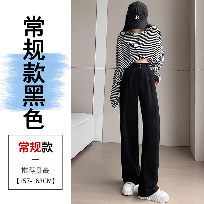 Pantalones de piernas anchas estrechas para mujeres primavera y otoño 2024 nuevo hombre pequeño cintura alta casual pantalones de traje recto de alta sensación