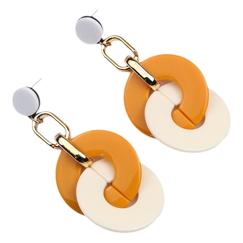 New geometric wafer stitching acrylic earrings earrings exaggerated simple fashion round long earrings earrings for women