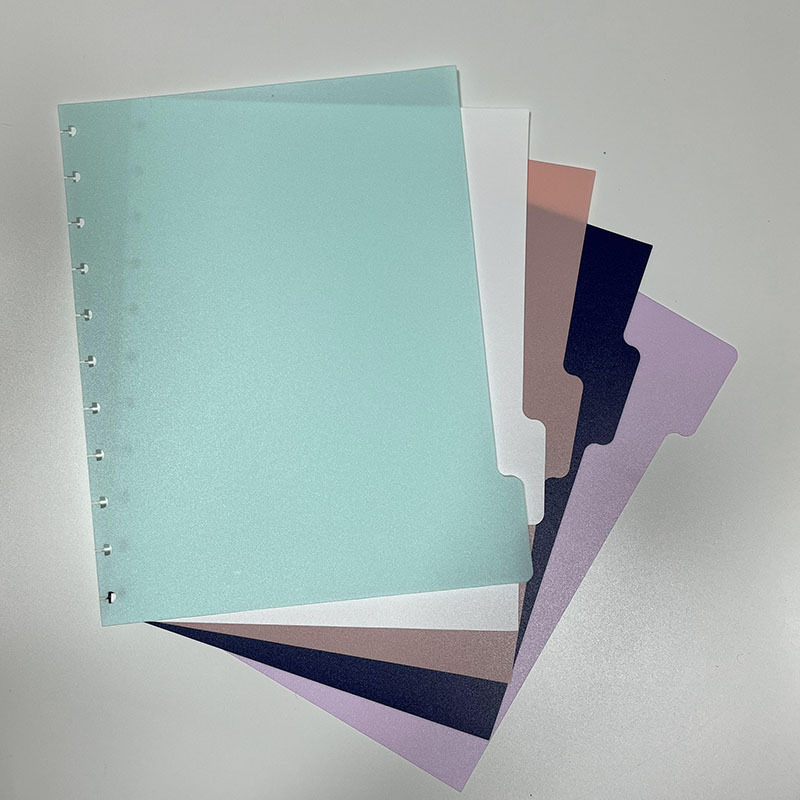 Página de partición de color agujero de seta semitransparente página de clasificación de carpetas de hojas sueltas sin perforar cuaderno cuenta de mano página de partición de agujero de seta
