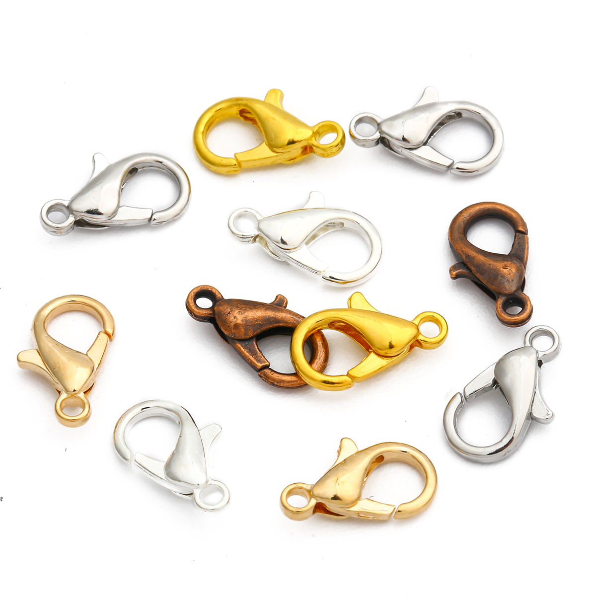 ❥어울리는 스타일#10mm 무작위 혼합 색상| 합금 랍스터 걸쇠, 약 10개