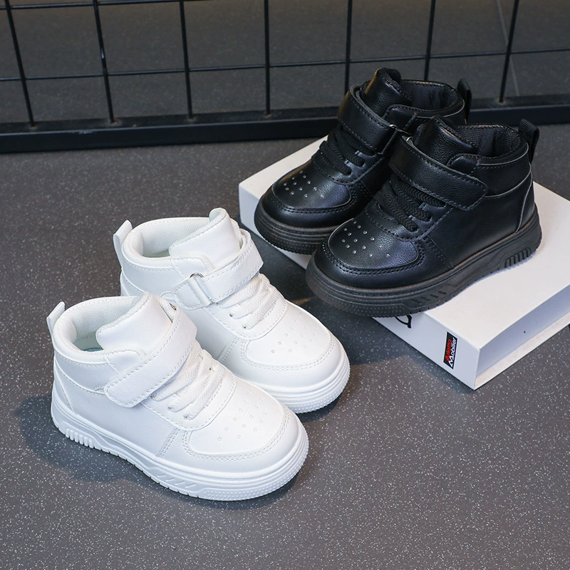 Детская ходунка Высокий бот 2024 Весна и Осень Девочка Повседневная белая обувь для мальчиков Спортивная обувь Студенческая беговая обувь