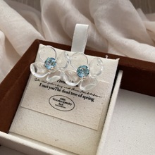 韩范可爱锆石花朵水钻耳环清新仙气飘飘花花甜美耳钉时尚通勤耳环