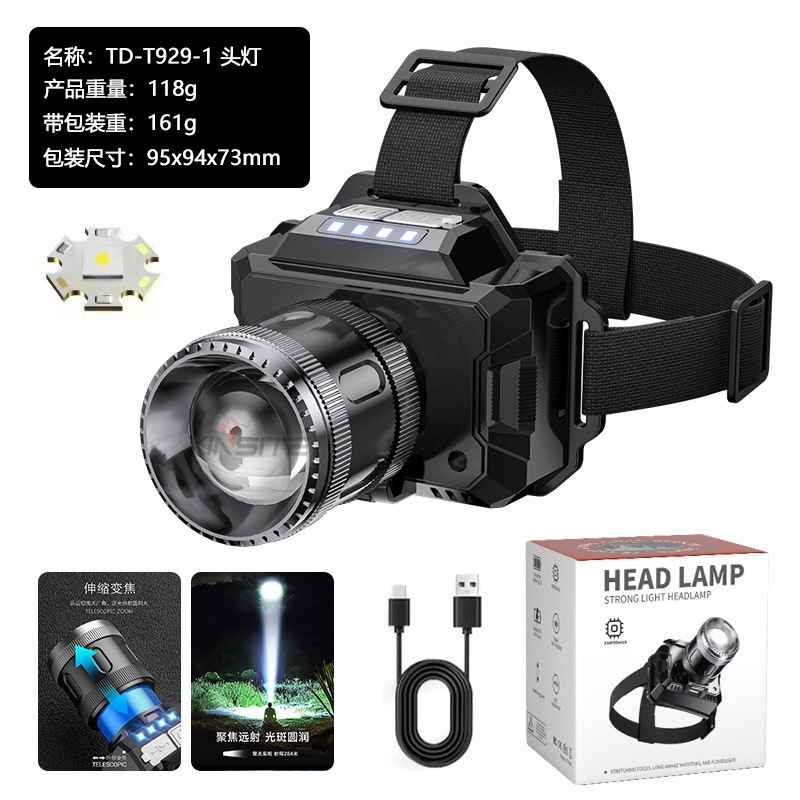 Nuevos faros para exteriores transfronterizos, larga duración de la batería, iluminación de alto brillo, luz roja, lámpara de auriculares con sensor multifuncional