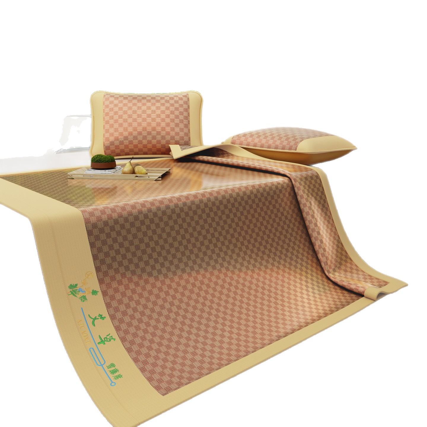 Nuevo verano plegable esterilla de caña esterilla de tres piezas set suave sin rebabas esterilla de hielo lavable esterilla de absinthe