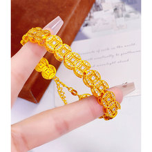 金店同款爆闪沙金满钻八方铜钱手链 新中式镂空五帝钱钱多多手饰