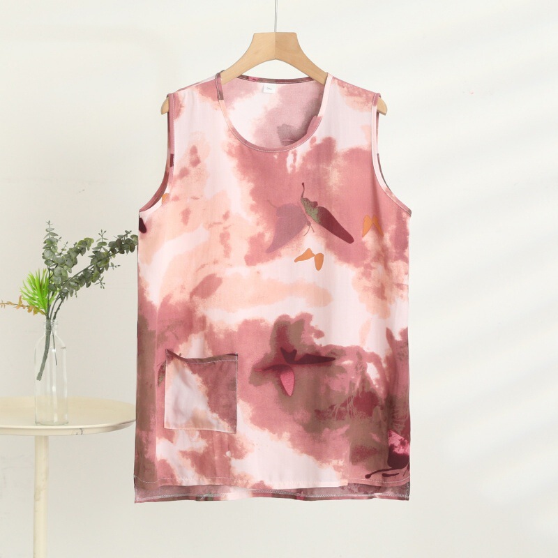 Cotton Silk Vest Women's Summer New Wide Shoulder Strap Pocket Sling Can Be Worn Outside Middle-Aged and Elderly Floral Mother's Top Cotton Silk Vest Women's Summer New Wide Shoulder Strap Pocket Sling Can Be Worn Outside Middle-Aged and Elderly Floral Mother's Top