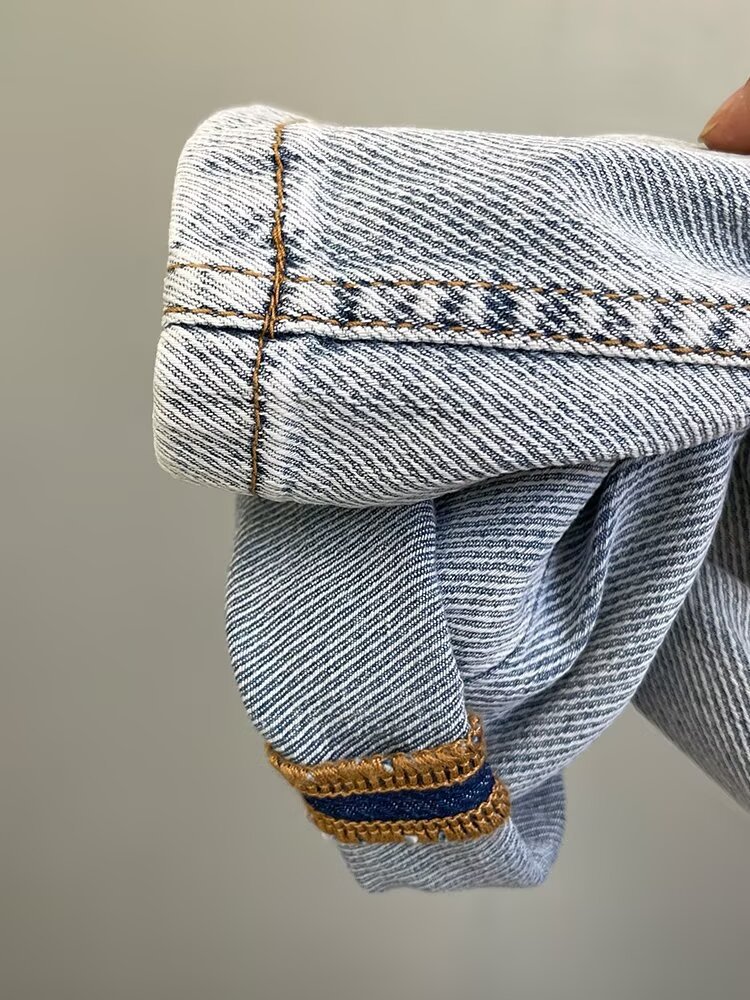 Herr slim straight stretch jeans med broderi slitstark denim_voghion.com