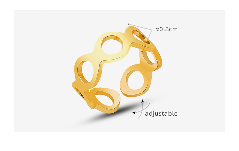 Korean Fashion Personality New 8-character Hollow Geometric Open Titanium Steel Ring display picture 3