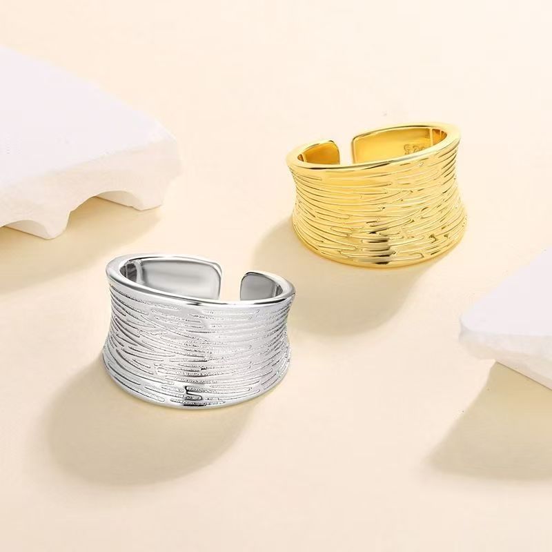 Cross-Border Hot Selling New Products European and American Alloy Geometric Line Ring Opening Adjustable Ring Jewelry Female Manufacturer Wholesale