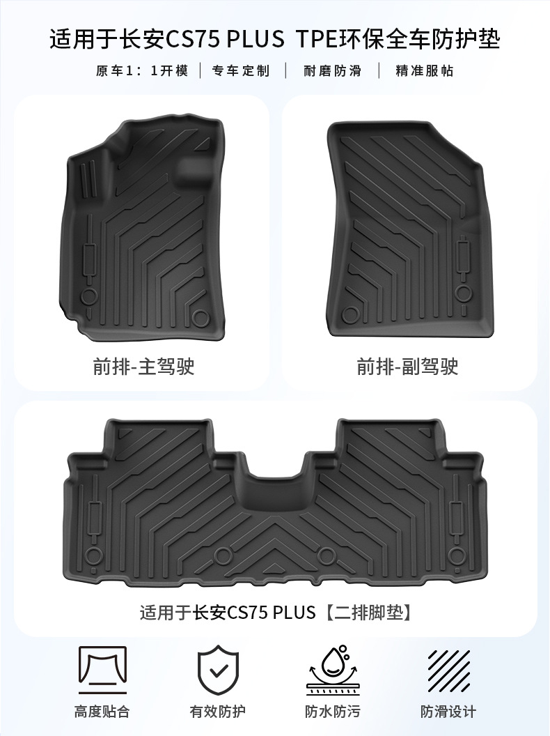 Suitable for Changan Cs75Plus Floor Mats, Environmentally Friendly Tpe Car Trunk Mat Accessories, Full Coverage Car Floor Mats