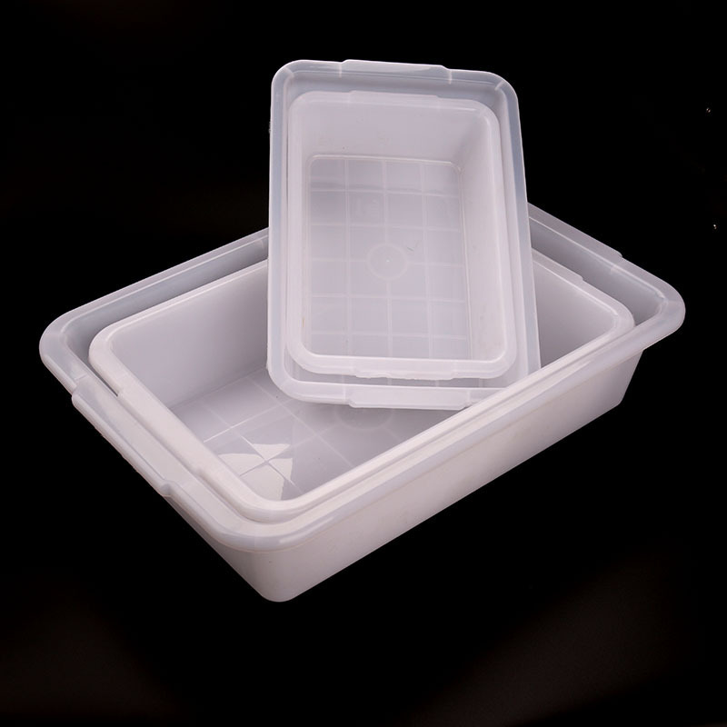 塑料白色方盆长方形冰盒冰盘 食品盒冷冻盆洒店烧考用方盒方盆塑