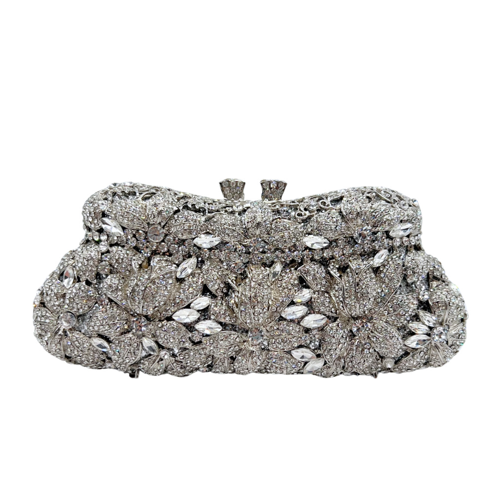 Túi clutch nữ đính kim cương hoa mẫu mới, phong cách Âu Mỹ, cầm tay dạ tiệc — Màu bạc, Màu sâm panh, Màu vàng kim, Cá tính đặt làm