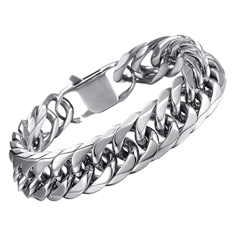 Europe and the United States new hot selling men's love all-match stainless steel men's bracelet personality charm ins square buckle bracelet