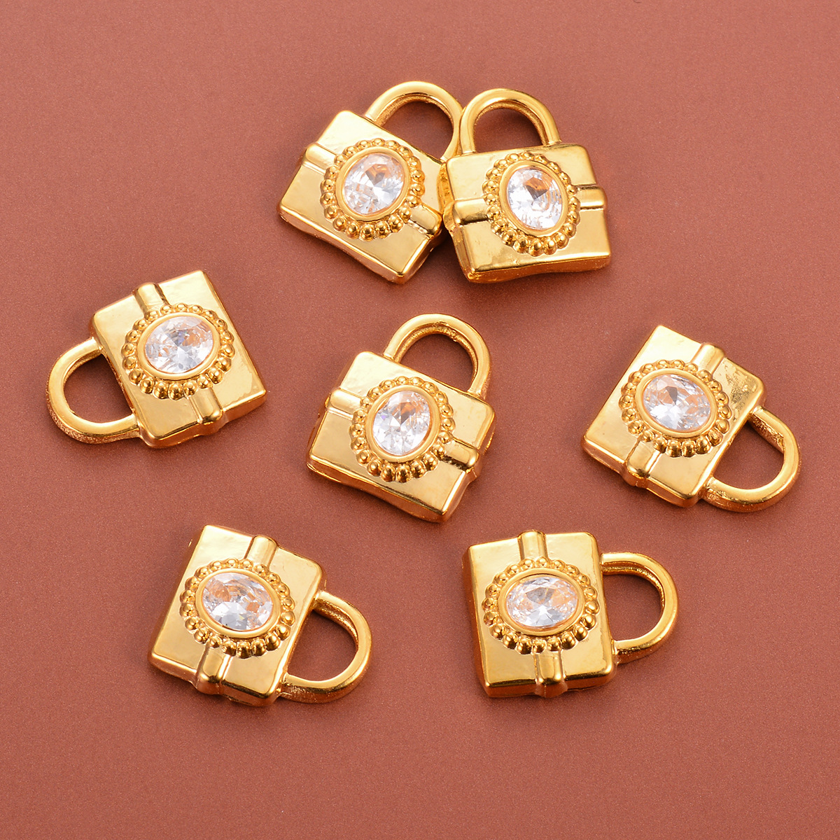 Bag Pattern Polished Finish Simple Style Style 5 PCS/Package 304 Stainless Steel Zircon Bag Polished Pendant