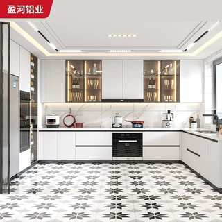 整屋定制全铝家具整体家用现代厨房铝合金橱柜吊柜防火蜂窝铝橱柜
