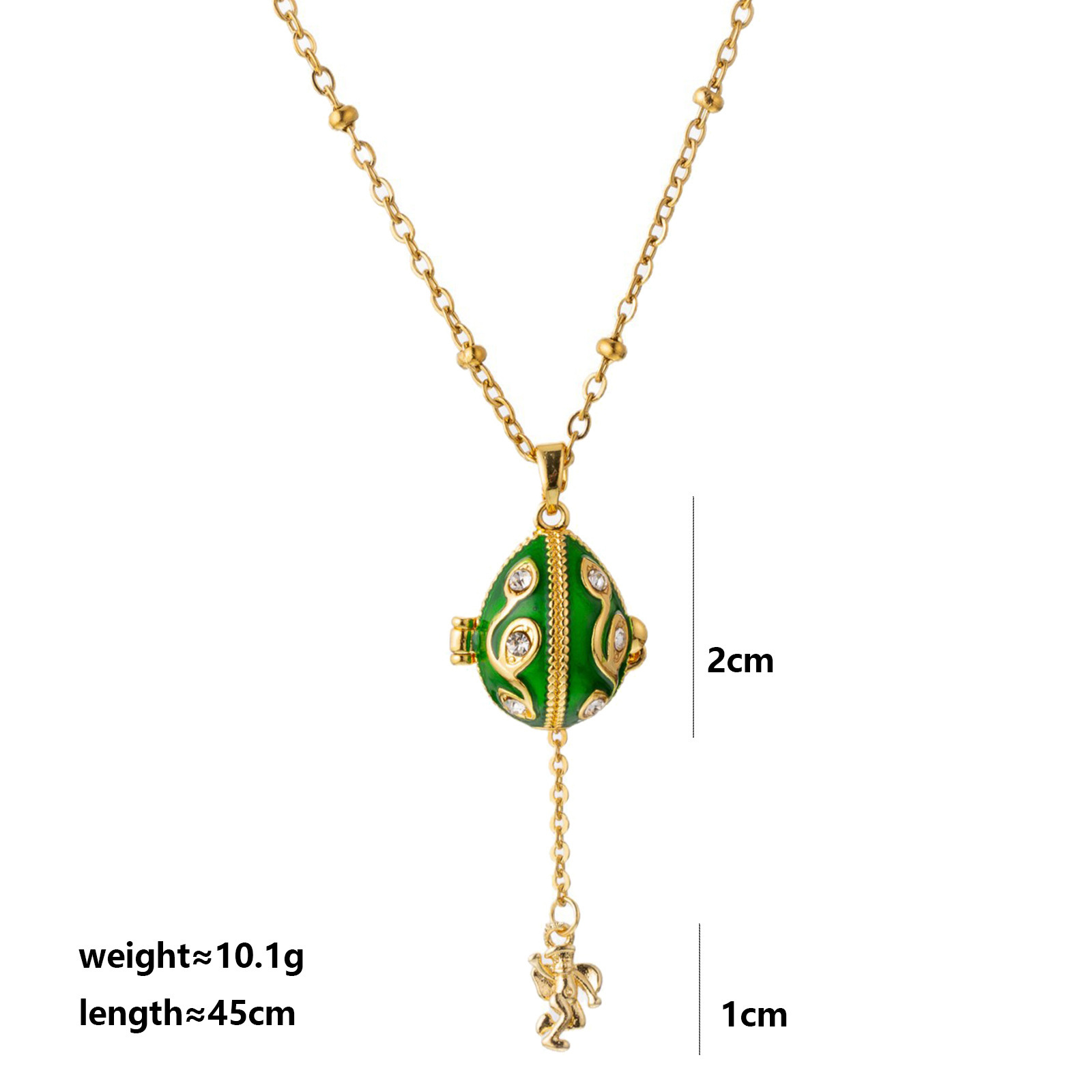 Can Open Little Angel Festive Atmosphere Colorful Oil Drop Easter Egg Pendant Necklace_voghion.com