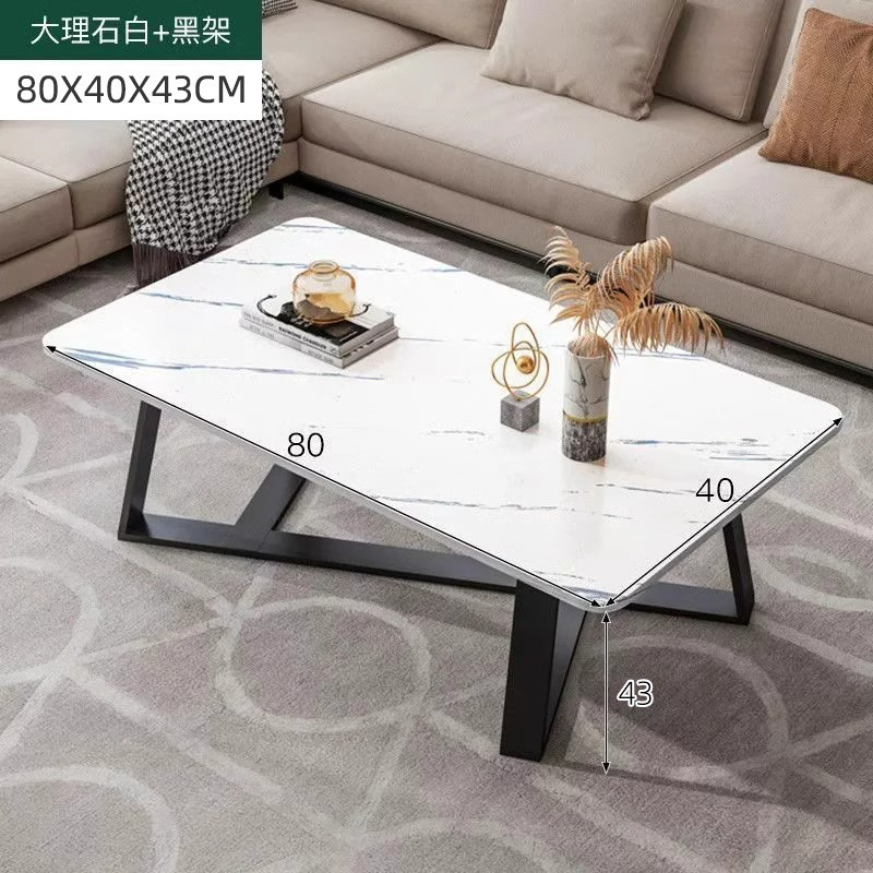 Mesa de té de mármol de lujo ligero italiano, sala de estar de estilo casual, pequeña mesa de casa, ángulo de aire minimalista