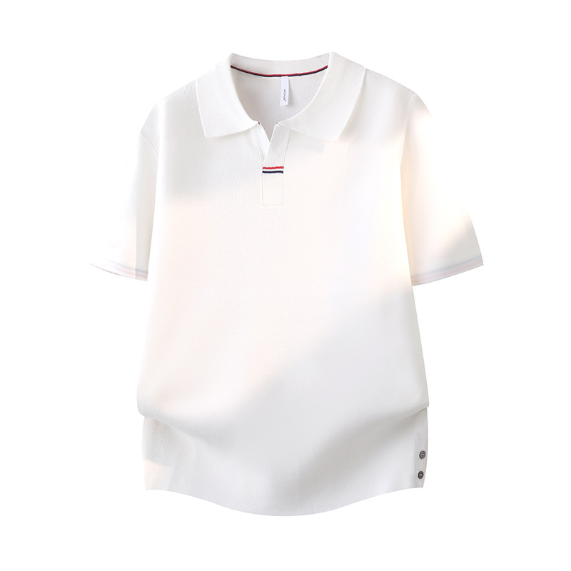 Polo camiseta de punto camiseta de manga corta hombre V-collar gaviota collar colorido vieja camiseta de viento de hielo de verano fábrica transfronteriza al por mayor