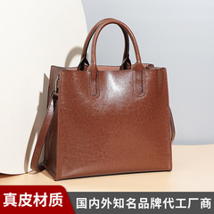 Large Capacity Women's Genuine Leather 2023 Handheld Tote Large Bag Commuter Laptop Bag Business Women's Bag Lady's Briefcase