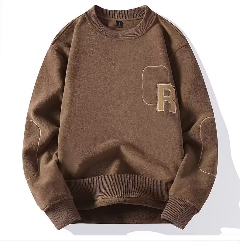 Herren-Fleece-Sweatshirt mit doppelter Lage – Retro-inspirierter Rundhalspullover (Schwarz/Grün/Anthrazit/Khaki, M-3XL)_voghion.com