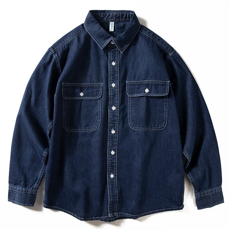 2024 Denim Shirt Men's Long Sleeve Spring and Autumn Cotton Loose American Casual Shirt Youth Retro Simple Jacket 2024 Denim Shirt Men's Long Sleeve Spring and Autumn Cotton Loose American Casual Shirt Youth Retro Simple Jacket