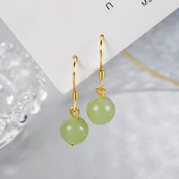 Hotan Jade Серьги Женский Нишевый Дизайн Ретро Французский Нефрит Крючок Для Ушей Новый Модный Свет Роскошный Высокая Атмосферная Элегантность