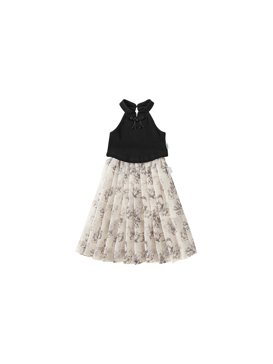 Yubao ropa infantil de niñas impresión de tinta de estilo chino antiguo conjunto de ropa de verano de dos piezas