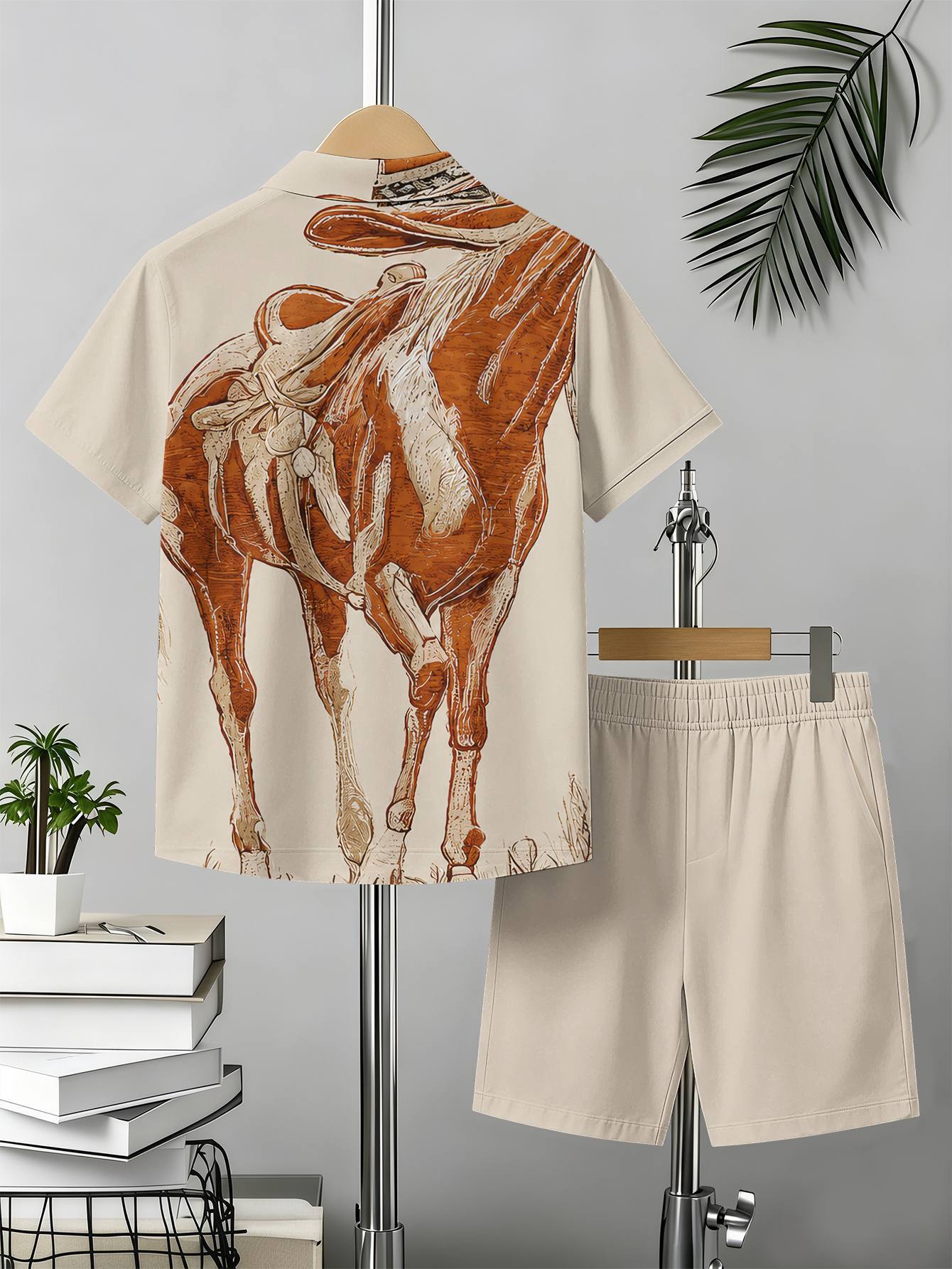 Zomer set voor jongens met overhemd en shorts met 3d print_voghion.com