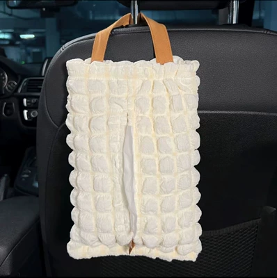 Seat, Car Hanging Type, Cute – Car tissue box/set - no-accessories-hanging-puff-tissue-box-white
