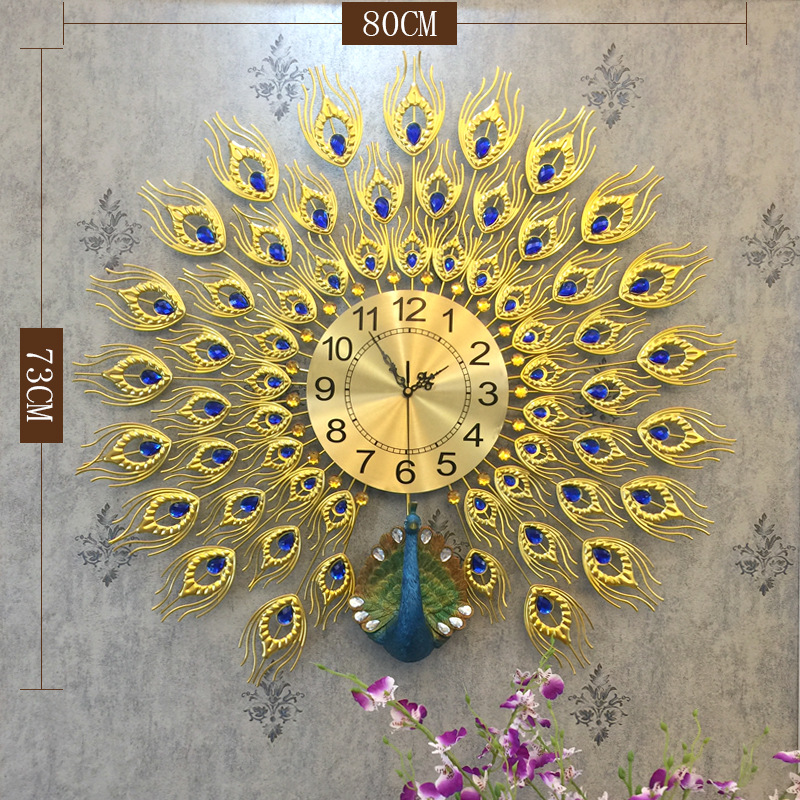 Moda reloj nórdico sala de estar moderno minimalista hogar reloj decorativo montado en la pared Red rojo restaurante creativo Reloj de pared Pavo Real