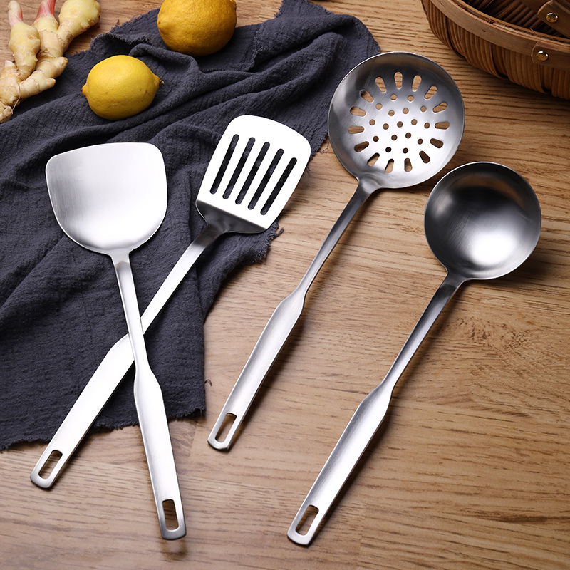 Kitchen spoon and spatula set stainless steel strainer stainless steel pot spoon and spatula integrated design convenient storage spatula and spoon wholesale