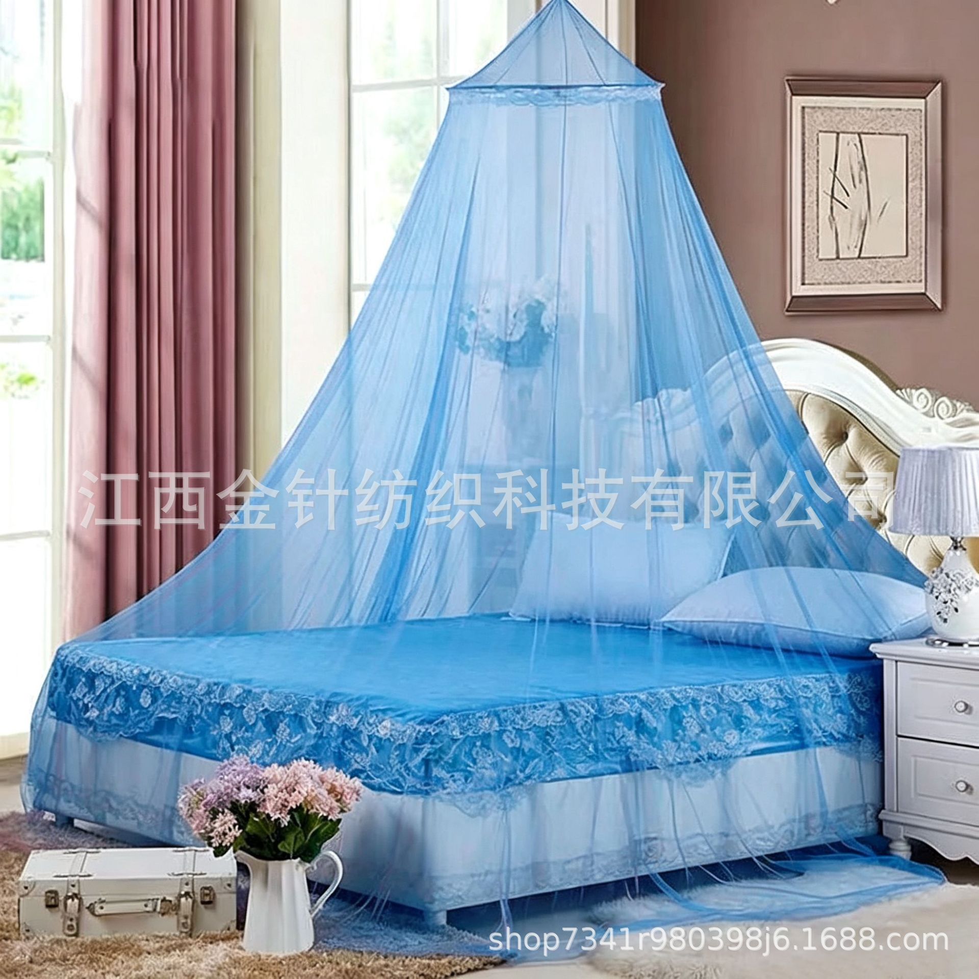 Comercio exterior de verano cúpula mosquiteros techo colgante sin instalación princesa viento al aire libre simple doble con soporte de aterrizaje reforzado