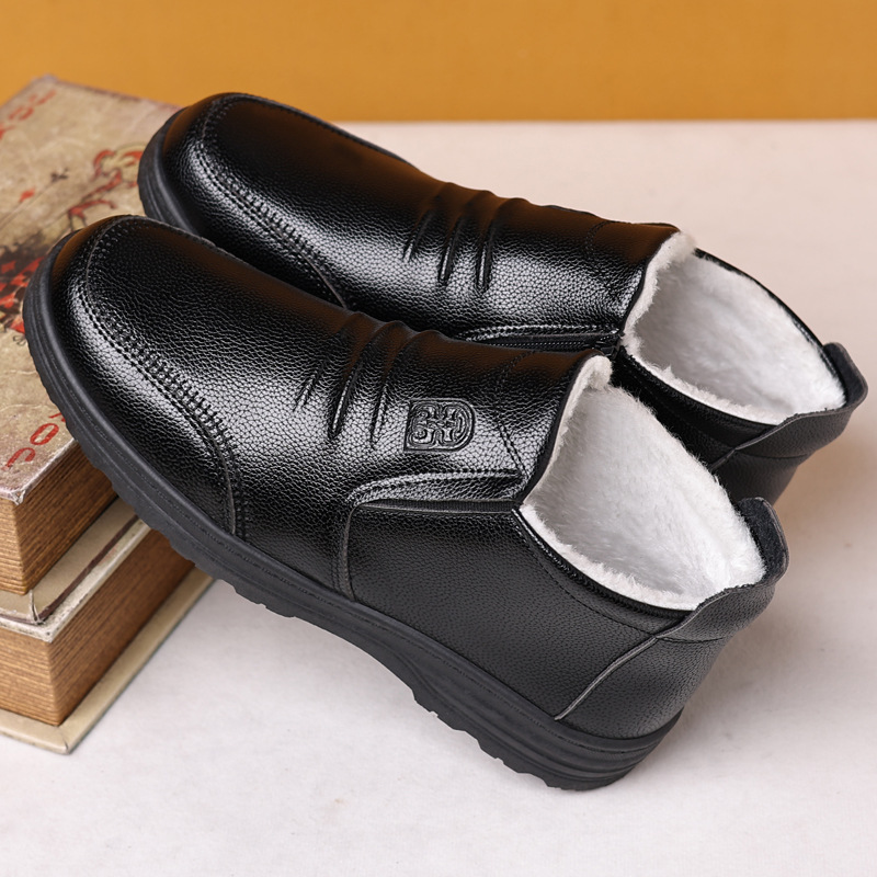 Noreste invierno cremallera nuevos zapatos de algodón de los hombres zapatos de algodón forrado de lana caliente de algodón de alta gama de botas de papá Martin