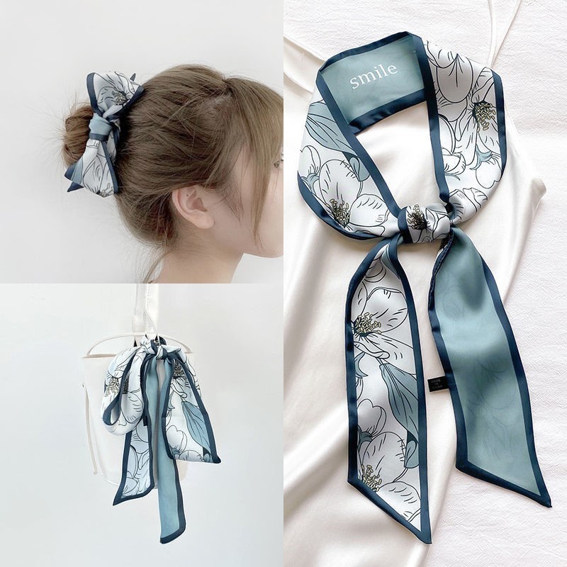 thumbnail image 1 of Bufanda de seda francesa diadema retro feminidad atado bolso cinta serpentina larga diadema lazo accesorios para el cabello 90cm, 1 of 2