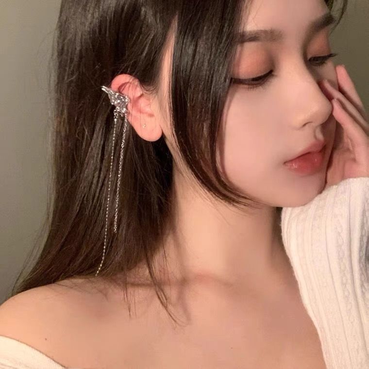 Super hada hada mariposa clip de oreja hembra sin orejas borlas clip de hueso de oreja nicho de alto nivel de sentido de la oreja colgante de oreja aretes