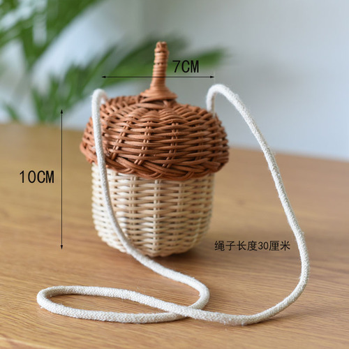 Mini handbag shooting children's props rattan basket cross-body woven bag