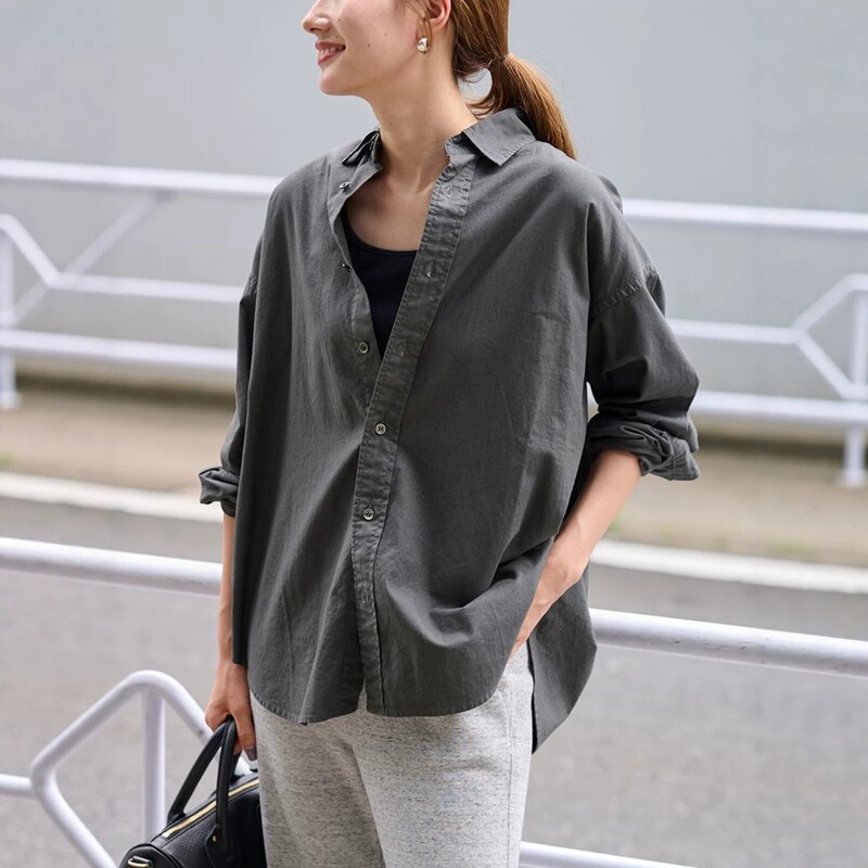 High-Quality 12,000 Yen Framework Japanese Premium Brand Pure Cotton Long-Sleeve Top for Layering, Casual Style Work Shirt High-Quality 12,000 Yen Framework Japanese Premium Brand Pure Cotton Long-Sleeve Top for Layering, Casual Style Work Shirt