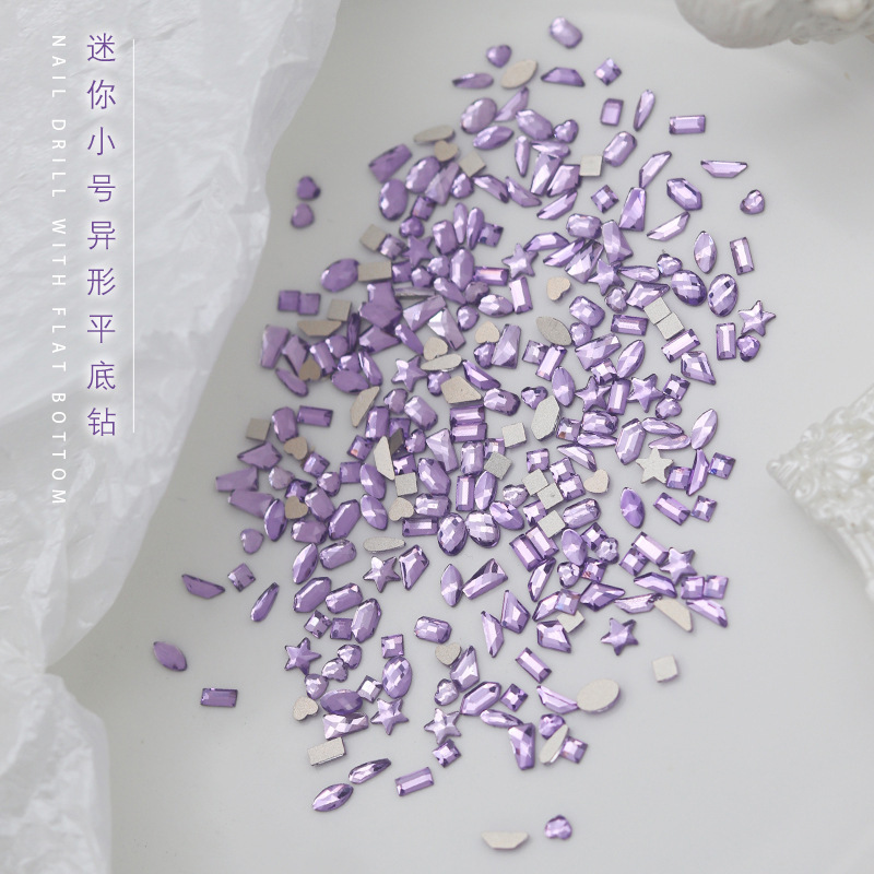 Trendy Small-Sized Flat-Bottom Irregular-Shaped Rhinestone Jewelry, Similar to Wen Jingling's Purple Mini Nail Accessories Wholesale Trendy Small-Sized Flat-Bottom Irregular-Shaped Rhinestone Jewelry, Similar to Wen Jingling's Purple Mini Nail Accessories Wholesale