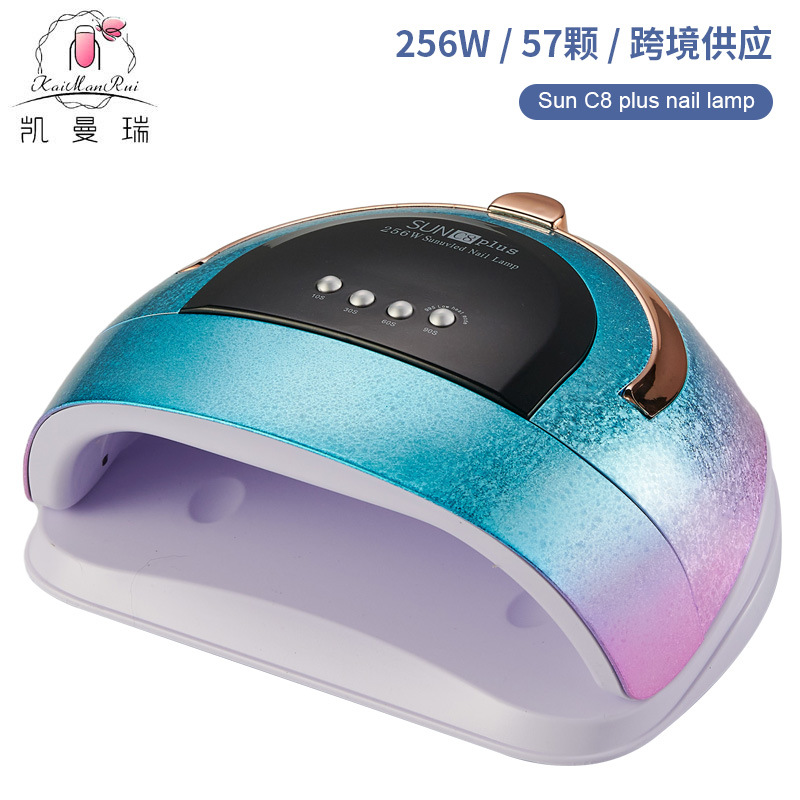 Lámpara de manicura de alta potencia de 256W luz de fototerapia inteligente UV manicura horneado luz de color brillante pegamento de manicura luz de uñas transfronteriza
