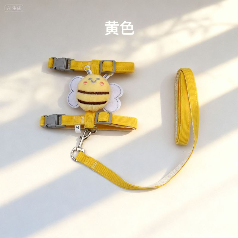 跨境小狗狗蜜蜂遛狗绳猫咪小蜜蜂背心式狗链小型犬泰迪工字牵引绳|undefined