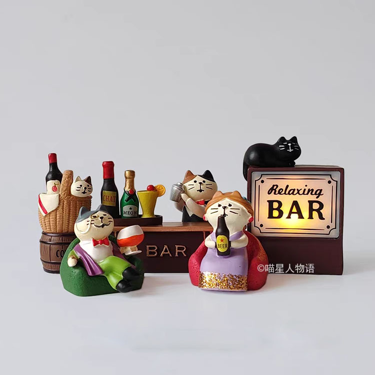 Resin Ornaments Hand-Made Bar Decoration Bartender Piano Cat Zakka Trendy Blind Box DIY Crafts Small Ornaments