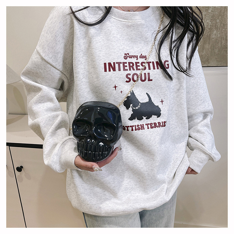 189g Weight Zipper Closure Type Single Shoulder Strap Strap Type Shoulder Bag Bags Type Casual Occasion Plastic Material Skull Pattern All Seasons Season Women's Gender Streetwear Style Oval Shape Mini Size Women's Mini Plastic Skull Streetwear Oval Zipper Shoulder Bag 41