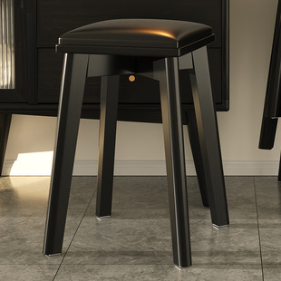 Black Square Stool Chair Low Stool Wooden Bench Living Room Dining Table Wooden Stool Accessible Luxury Solid Wood Stool Home Stackable