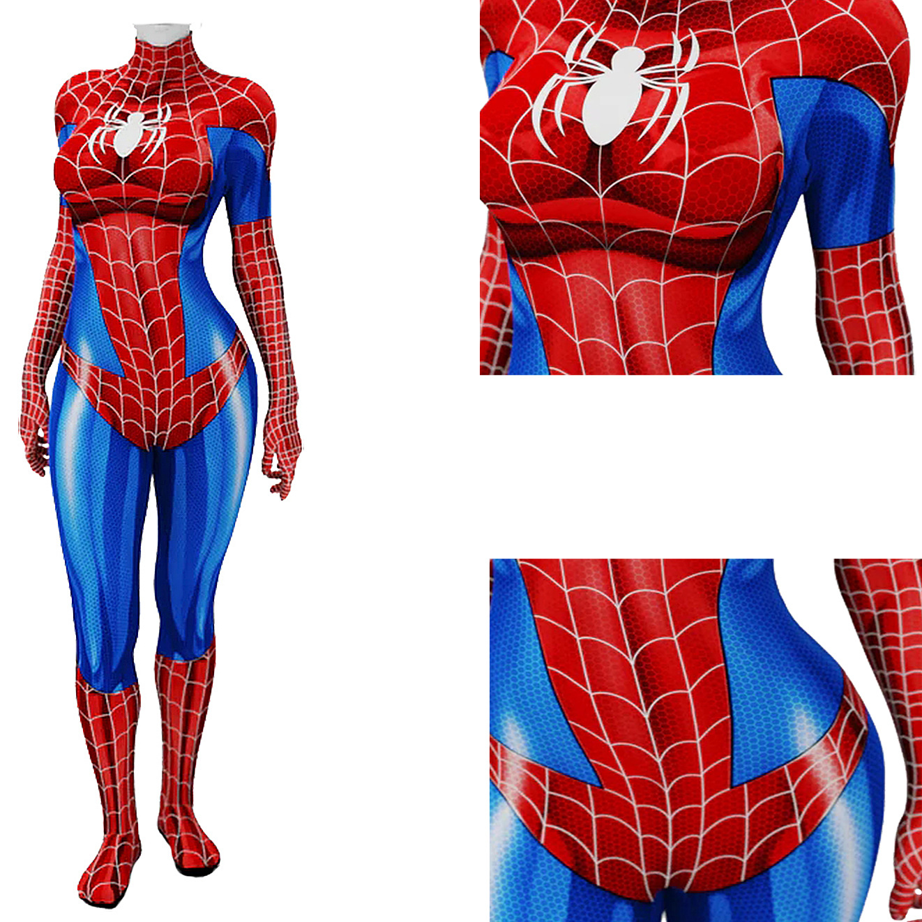(Symbiote) Venom Red and Blue Spider-Man Cosplay Halloween Costume Bodysuit Performance Outfit