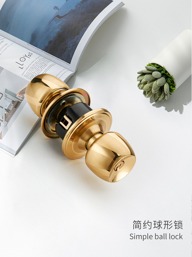 Wholesale spherical door lock for home use, universal indoor room, toilet, bedroom, bathroom, kitchen set, copper